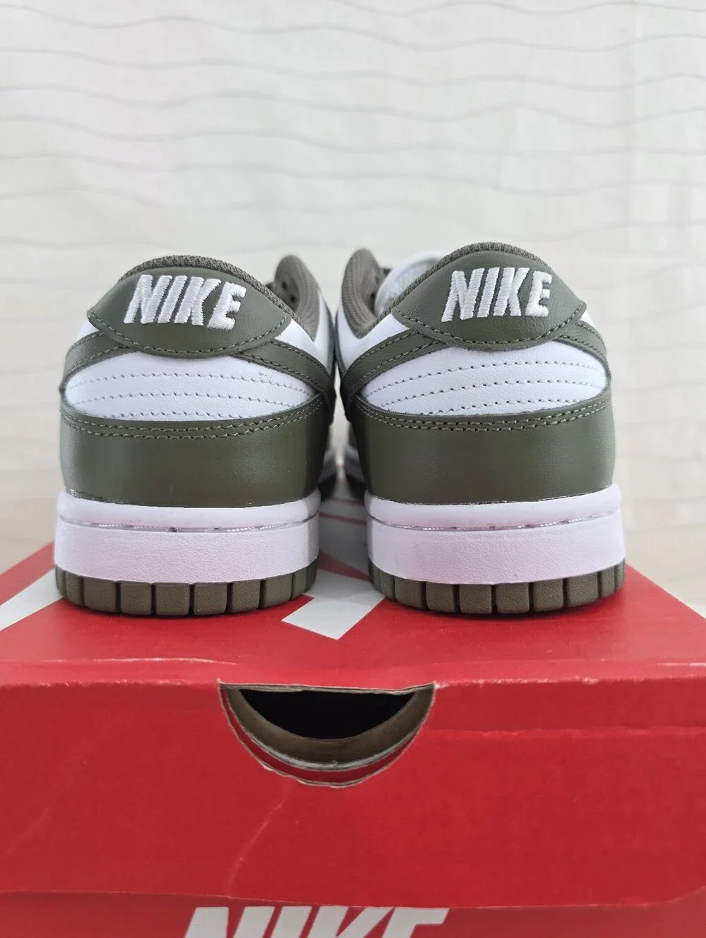 Nike Womens Dunk Low White And Medium Olive Sneakers Shoes DD1503-120 Size 7